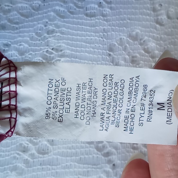 Ambiance Long Sleeve Mock Turtle Bodysuit Size Medium Burgundy/Wine - Picture 7 of 9